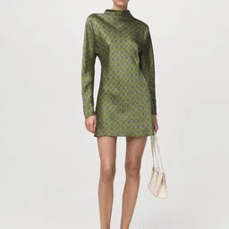 MANGO Print Satin A-Line Mini Dress image 4