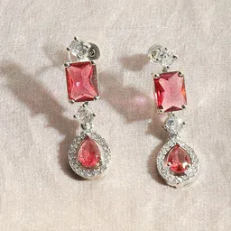 justpeachy Rhodium-Plated American Diamond-Studded Jewellery Set image 4
