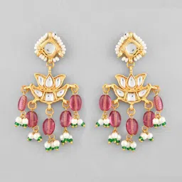 DASTOOR Gold-Plated Stone-Studded & Beaded Jewellery Set image 4