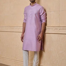 Tasva Ethnic Motifs Woven Design Mandarin Collar Straight Kurta With Trousers image 5