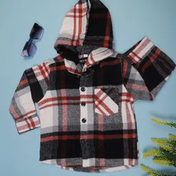 V-Mart Boys Buffalo Checked Hooded Cotton Casual Shirt-picture-52