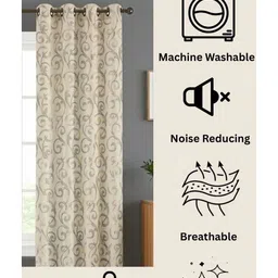 GEET CREATIONS Cream-Coloured & Gold-Toned Ethnic Motifs Room Darkening Long Door Curtain image 4