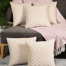 MONKDECOR Set Of 5 Cream Velvet Square Cushion Covers-picture-11