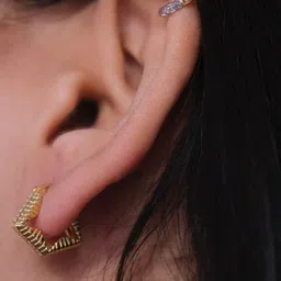 Anushka Jain Jewellery 92.5 Sterling Silver Geometric Shaped Bella Huggies Hoop Earrings-picture-43