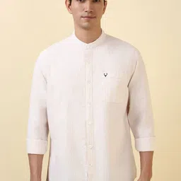 Allen Solly Men Vertical Striped Band Collar Pure Cotton Casual Shirt-picture-40