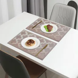 LUXEHOME INTERNATIONAL Brown & White 2 Pcs Curve Design Textured Anti Skid Table Placemats-picture-33