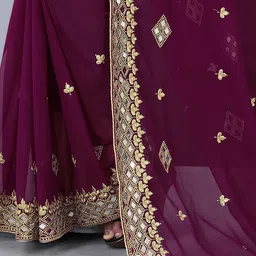 DISHA FASHION Embellished Embroidered Mirror Work Banarasi Saree image 2
