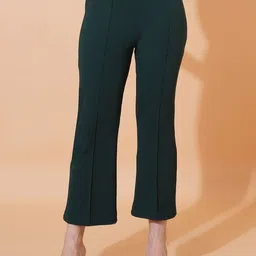 LECOWAR Women High-Rise Slim Fit Bootcut Trousers-image-27