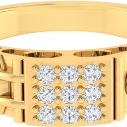 diamtrendz jewels Sterling Silver Zircon Gold Plated Ring For Men & Boys Sterling Silver Cubic Zirconia Gold Plated Ring image 2