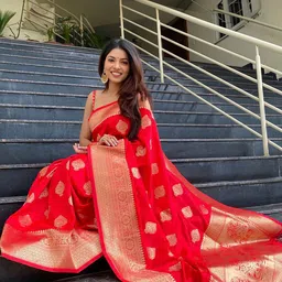 BerMondsey Woven Design Zari Silk Blend Banarasi Saree image 2