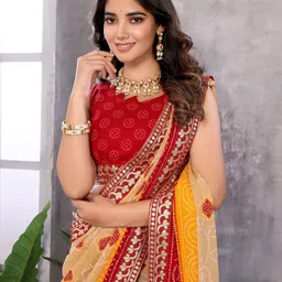 Lookmark Bandhani Printed Gotta Patti Pure Georgette Saree image 5