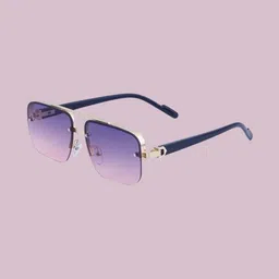 OUDI Men Purple Lens & Black Square Sunglasses with image 2