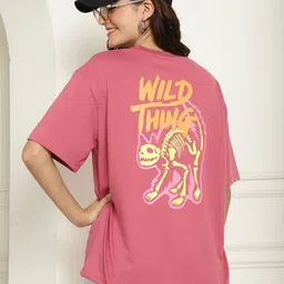 Metronaut Women Pack of 2 Pink Panther Graphic Printed Cotton Oversized T-shirts image 5