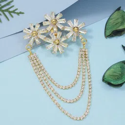 I Jewels Gold Plated Artificial Stones Studded And Beaded Brooch-image-62