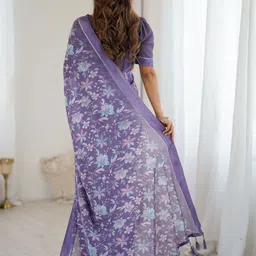 Mitera Floral Printed Satin Saree image 4