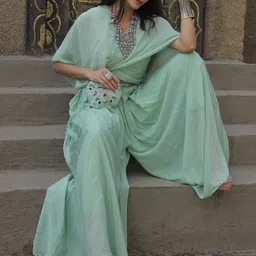 GloballyRonakRBafna Embellished Top With Palazzo Co-Ords image 5