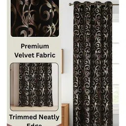 GEET CREATIONS Black & Gold-Toned Ethnic Motifs Room Darkening Long Door Curtain image 2