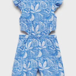 Mango Kids Girls Tropical Print Pure Cotton RuffledJumpsuit With Cut-Out Detail-image-95