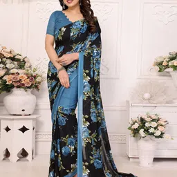Nirmohi Fashion Floral Printed Georgette Saree-image-22