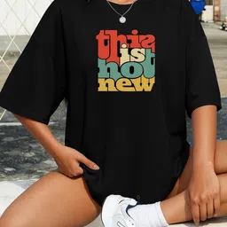 SZN Women Printed Round Neck Cotton Oversized T-shirt-image-40