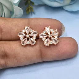 MEIRA JEWELLERY Gold-Plated Artificial Stones Studded Star Shaped Studs-picture-30