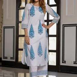 KALINI Women Ethnic Motifs Printed Cotton Kurta with Palazzos-picture-10