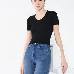 SHOWOFF Women Round Neck Short Sleeves Top-image-7
