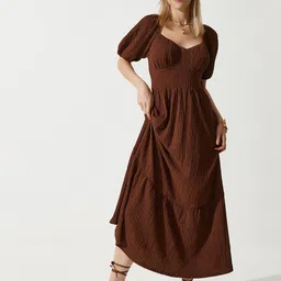 Happiness istanbul Print Puff Sleeve Fit & Flare Dress-picture-34