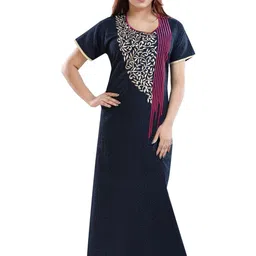 Zairra Women Pure Cotton Printed Maxi Nightdress-image-56