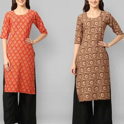 Ethnic basket Women Pack Of 2 Multicoloured Crepe Kurtas-picture-23