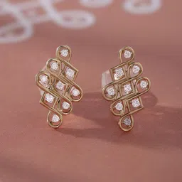 Mia by Tanishq Women 14 KT Kollam Wander Gold and Diamond Stud Earrings-1.846 g-picture-16