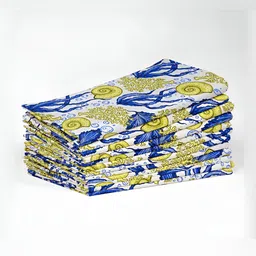 Vargottam 12-Pcs White & Yellow Printed Cotton Table Napkins image 3