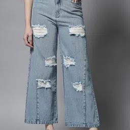 COSMIC TRIO Women Urban Wide Leg High-Rise Mildly Distressed Jeans-picture-27