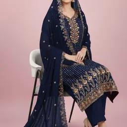 DWARKAPURI FASHION Embroidered Unstitched Dress Material image 2