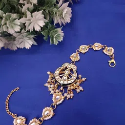 Sanjog Women Brass Kundan Meenakari Gold-Plated Multistrand Bracelet-image-39