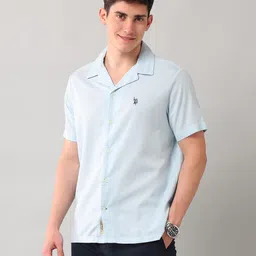 U.S. Polo Assn. Denim Co. Men Relaxed Fit Cuban Collar Solid Casual Shirt-picture-47