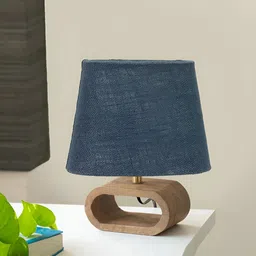 Devansh Blue Wood Traditional Frusturical Shaped Table Lamp image 4