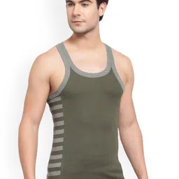 Sporto by Macho Men Pack Of 2 Pure Combed Cotton Gym Vests Sprto_812-Olv(1)-PkdBL(1)-XS image 4