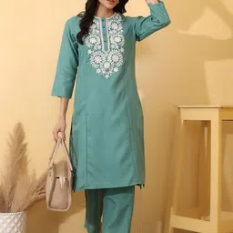 Odd By Poshaak Women Embroidered Regular Thread Work Kurti with Palazzos image 4