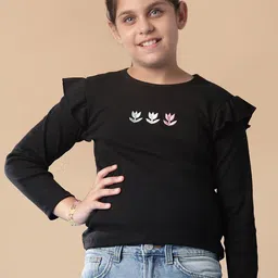 V-Mart Girls Solid Printed Round Neck Cotton T-shirt-picture-20