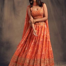 DIVASTRI Embellished Sequinned Semi-Stitched Lehenga & Unstitched Blouse With Dupatta-picture-2