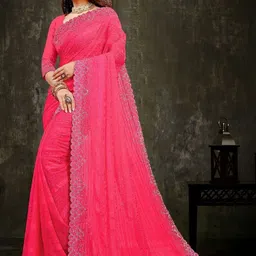 HANS ART AND CRAFT Embellished Embroidered Art Silk Heavy Work Saree-image-62