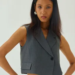 Shop Staple Women V-Neck Cropped Waistcoat-picture-4