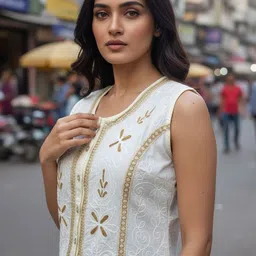 ZHOF Embellished Embroidered Cotton Crop Top image 4