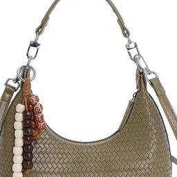 StyleCast x Revolte Textured Half Moon Satchel Bag With Applique image 4