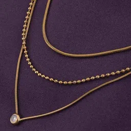 PALMONAS Gold-Plated Stainless Steel Layered Necklace image 2