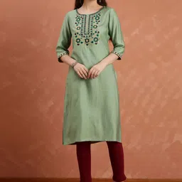 Anouk Women Geometric Embroidered Flared Sleeves Kurta-picture-35