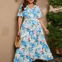 DressBerry Curve Women Floral Printed Maxi Dress-picture-21