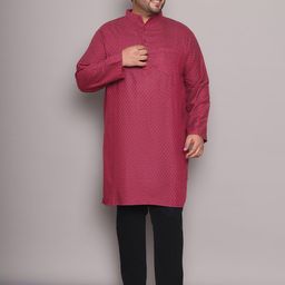 Enchanted Drapes Men Plus Size Geometric Printed Daily Cotton Straight Kurta-picture-21