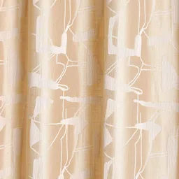 Home Centre Morris Bract Beige 2 Pieces Jacquard Room Darkening Window Curtains image 3